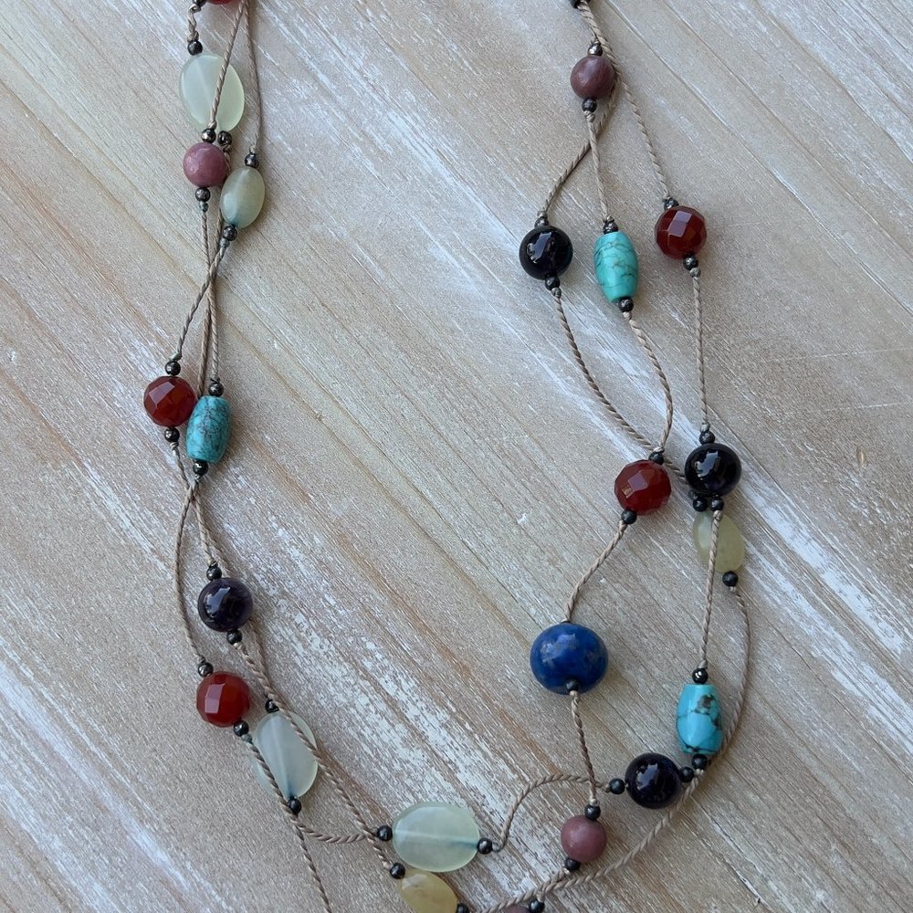 Three Stranded Beaded Necklace - Picture 3 of 5